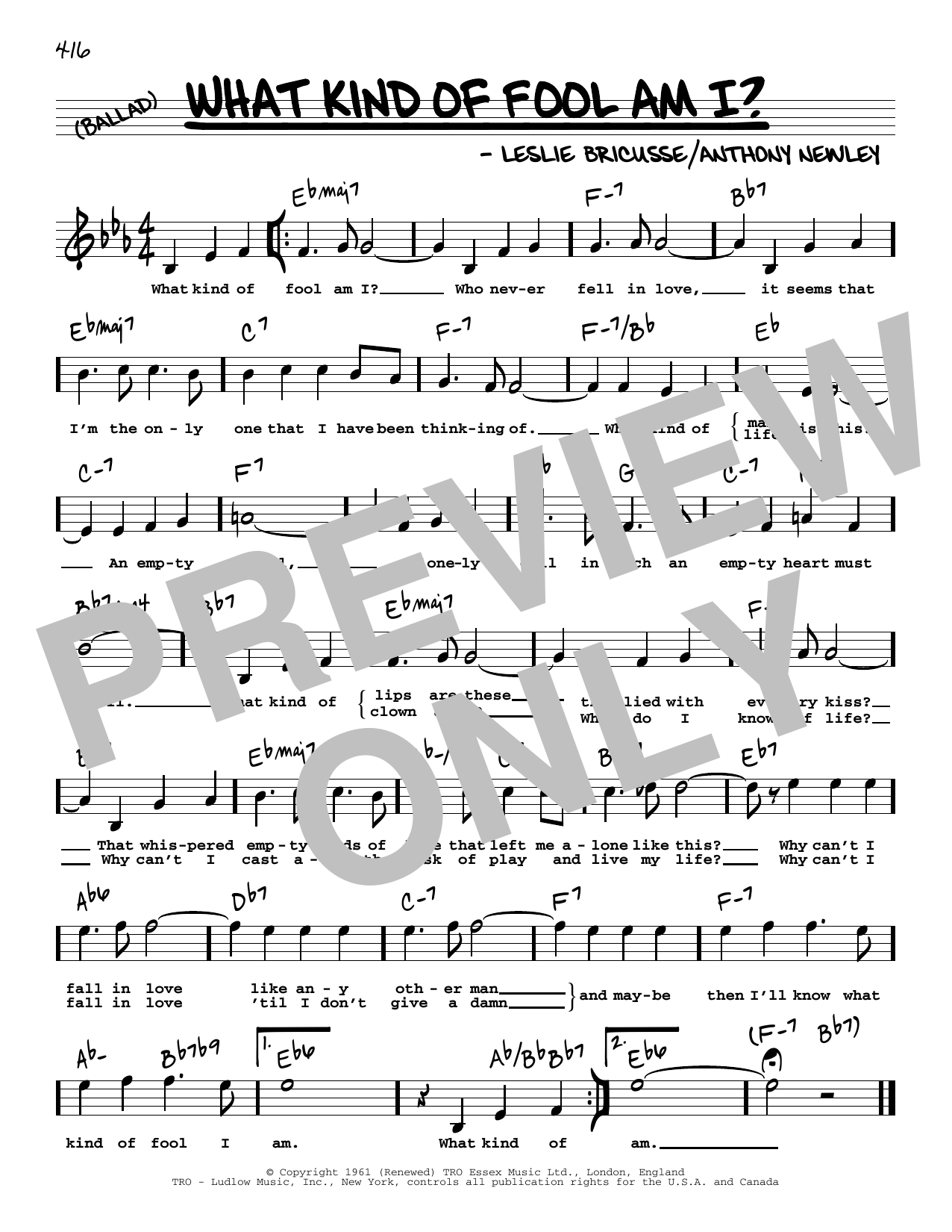Download Leslie Bricusse and Anthony Newley What Kind Of Fool Am I? (High Voice) (f Sheet Music