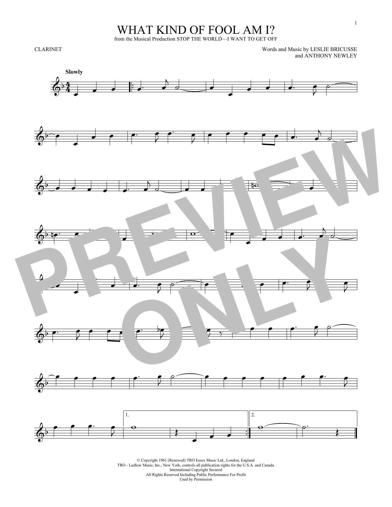 Download Anthony Newley What Kind Of Fool Am I? Sheet Music