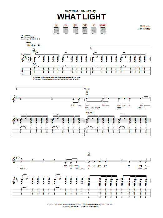 Download Wilco What Light Sheet Music