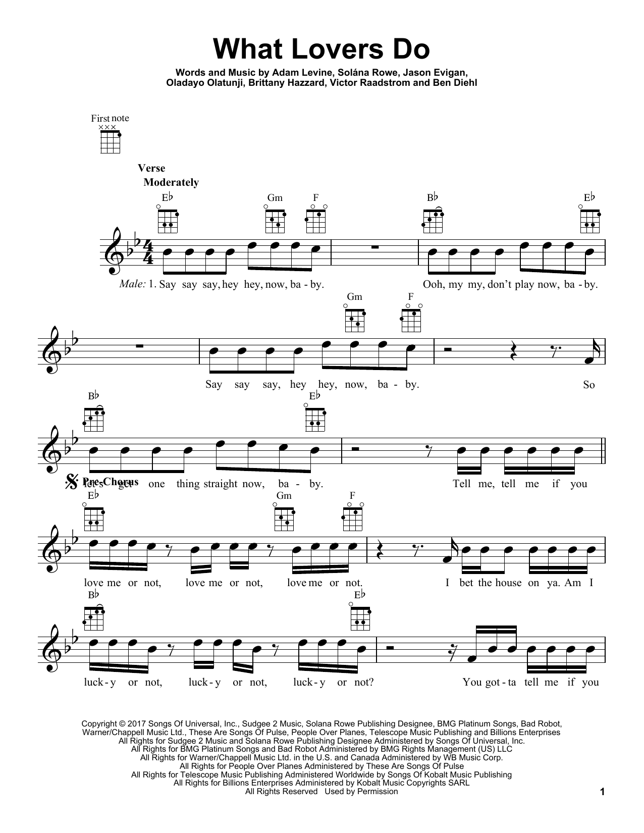 Download Maroon 5 What Lovers Do Sheet Music
