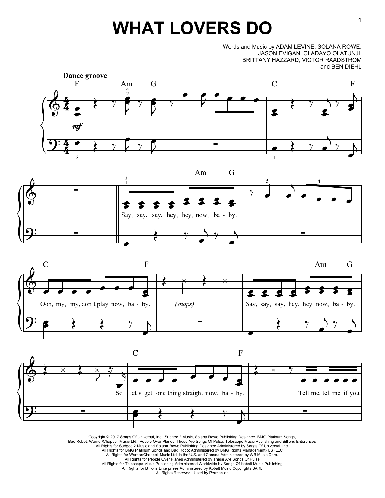 Download Maroon 5 What Lovers Do Sheet Music