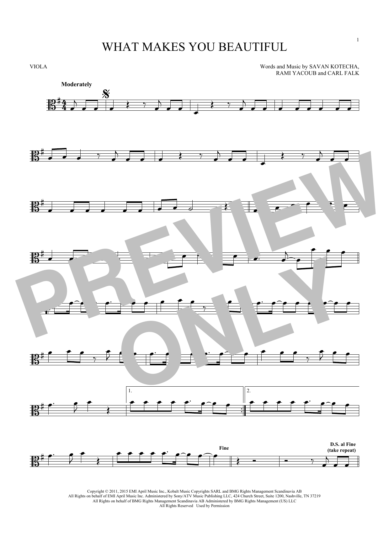 Download One Direction What Makes You Beautiful Sheet Music