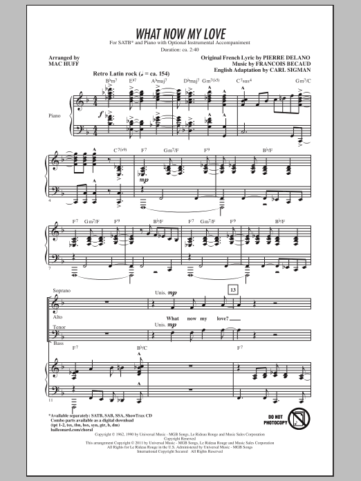 Download Mac Huff What Now My Love Sheet Music