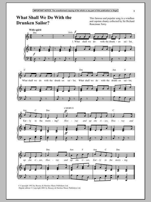 Download Anonymous What Shall We Do With The Drunken Sailo Sheet Music