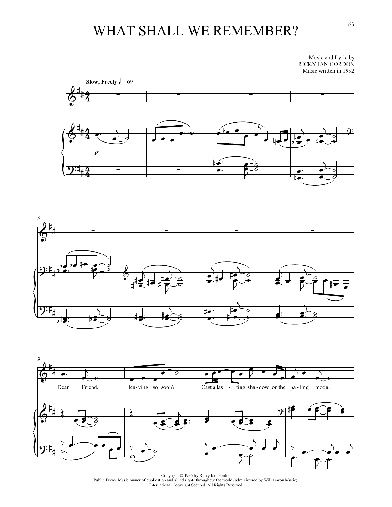 Download Ricky Ian Gordon What Shall We Remember? Sheet Music