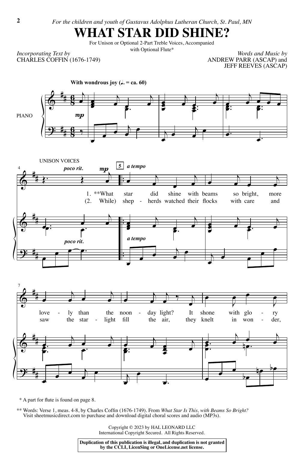 Download Andrew Parr and Jeff Reeves What Star Did Shine? Sheet Music