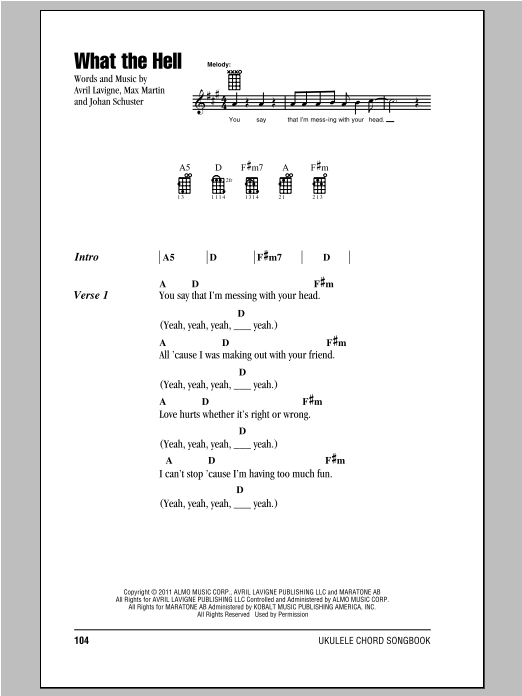Download Avril Lavigne What The Hell Sheet Music
