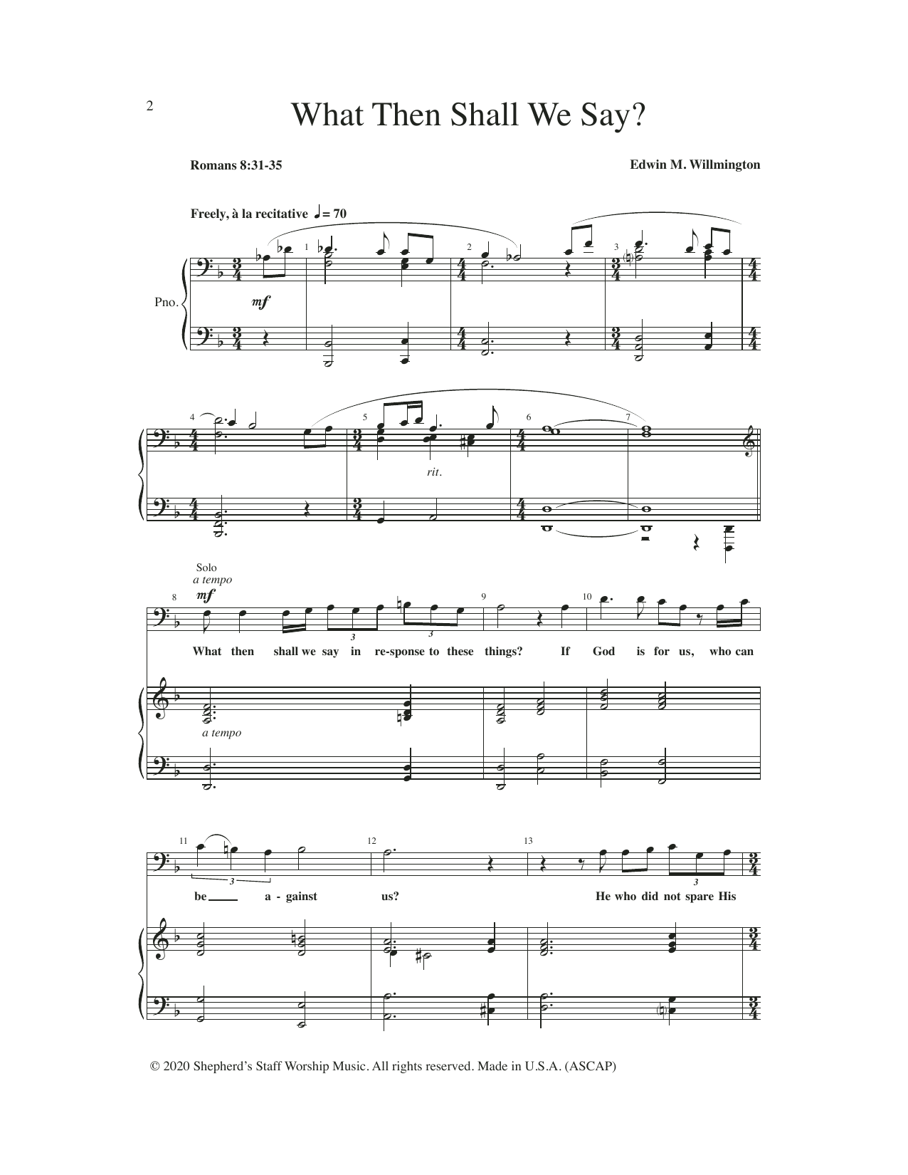 Download Edwin Willmington What Then Shall We Say? Sheet Music