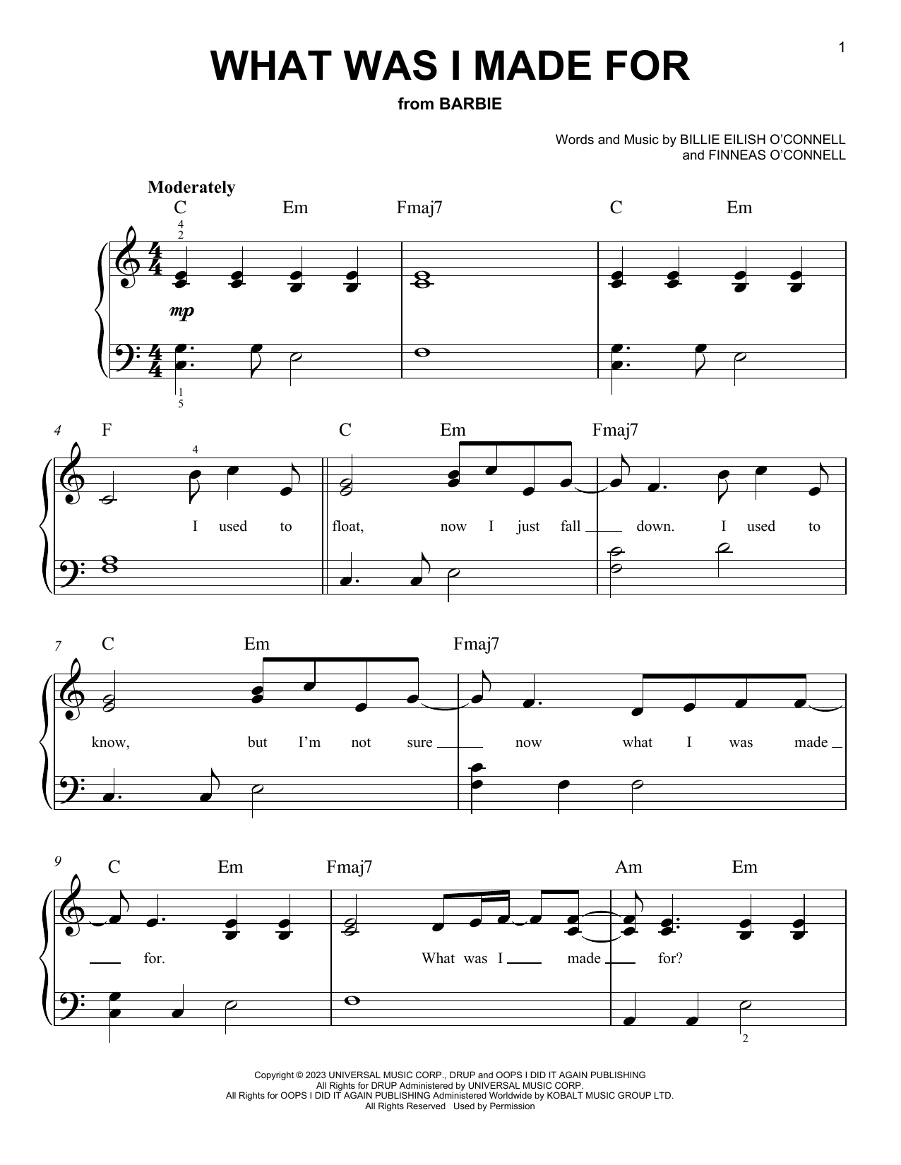 Download Billie Eilish What Was I Made For? (from Barbie) Sheet Music