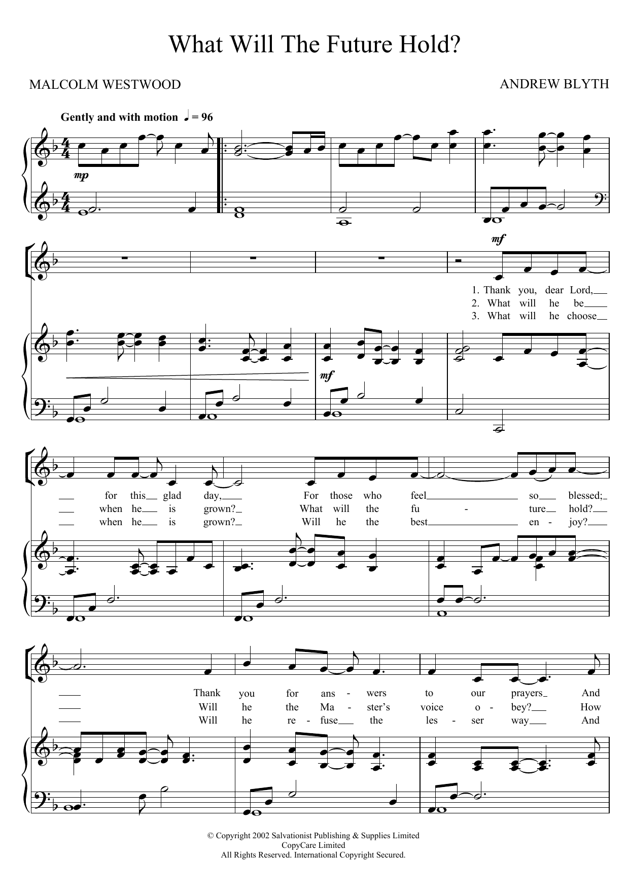 Download The Salvation Army What Will The Future Hold? Sheet Music
