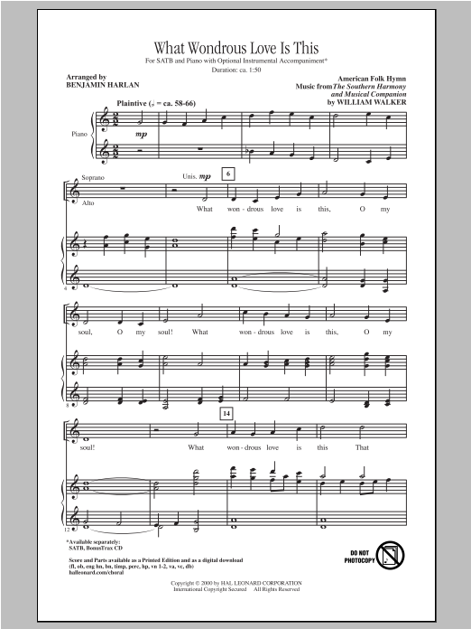 Download Traditional What Wondrous Love Is This (arr. Benjam Sheet Music