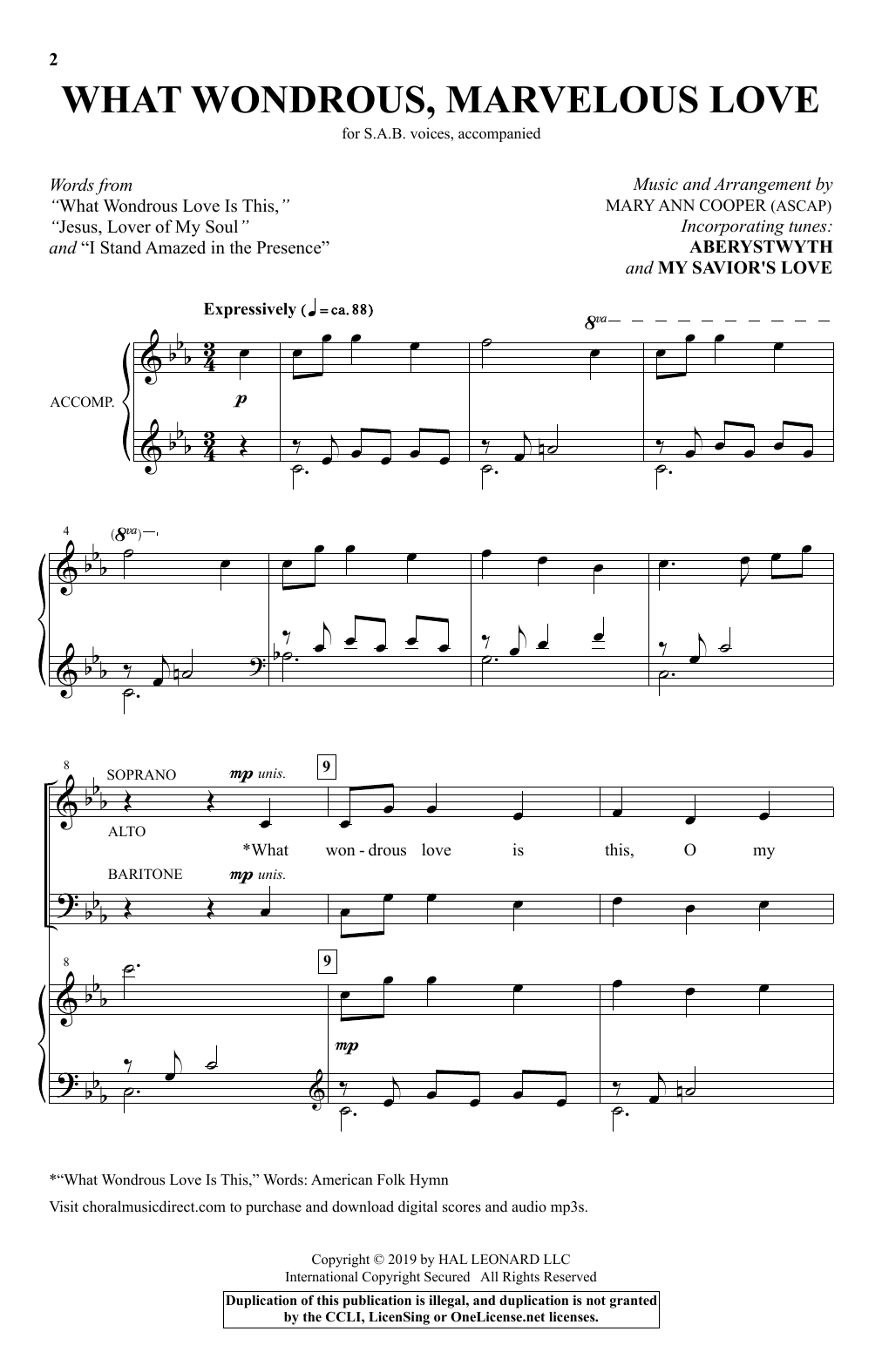 Download Mary Ann Cooper What Wondrous, Marvelous Love Sheet Music