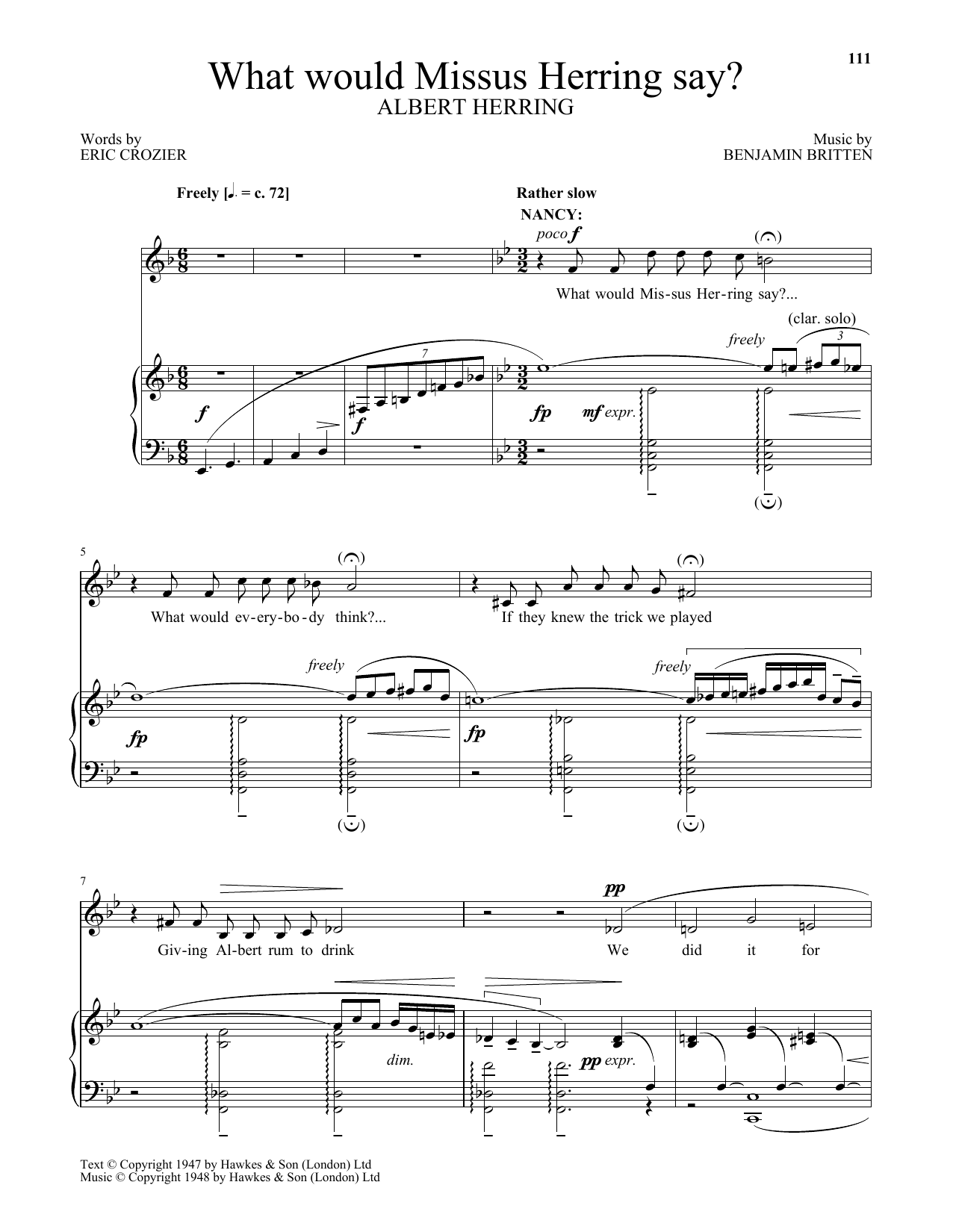 Download Benjamin Britten What would Missus Herring say? (from Al Sheet Music