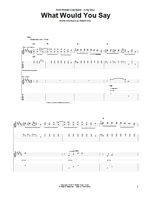 Download Robert Cray What Would You Say Sheet Music