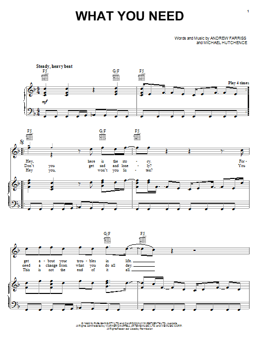 Download INXS What You Need Sheet Music