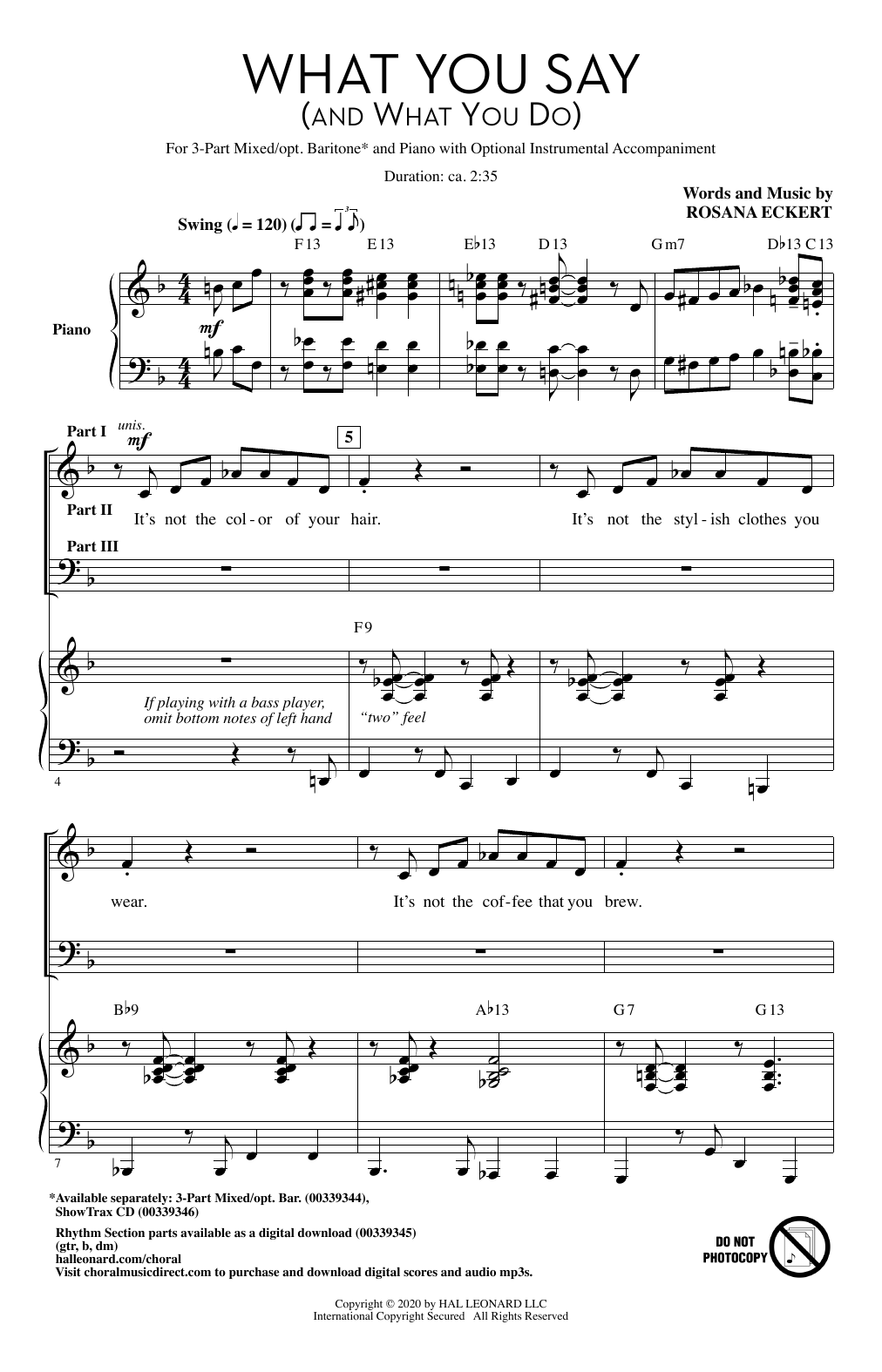 Download Rosana Eckert What You Say (And What You Do) Sheet Music