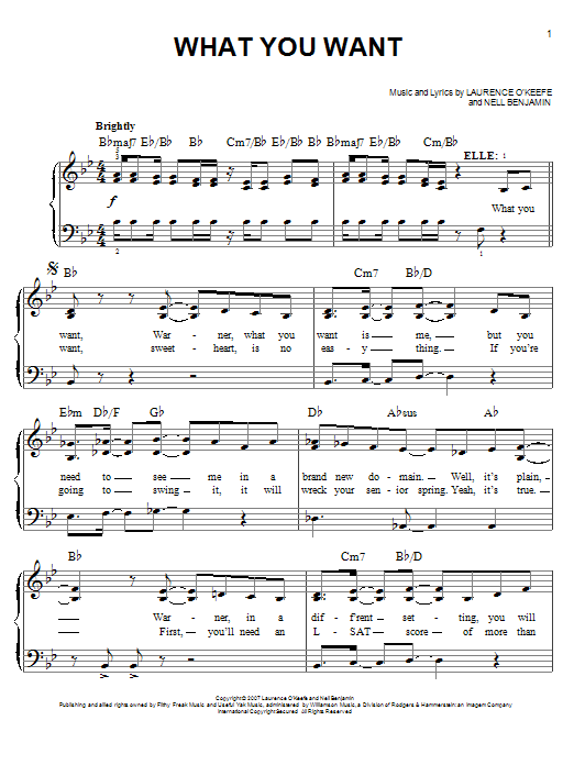 Download Nell Benjamin What You Want Sheet Music