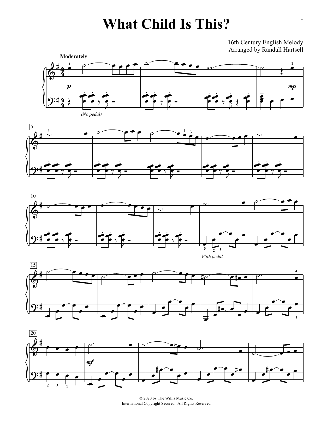 16th Century English Melody What Child Is This? (arr. Randall Hartsell) sheet music notes printable PDF score