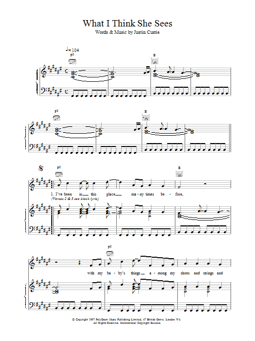 Del Amitri What I Think She Sees sheet music notes printable PDF score
