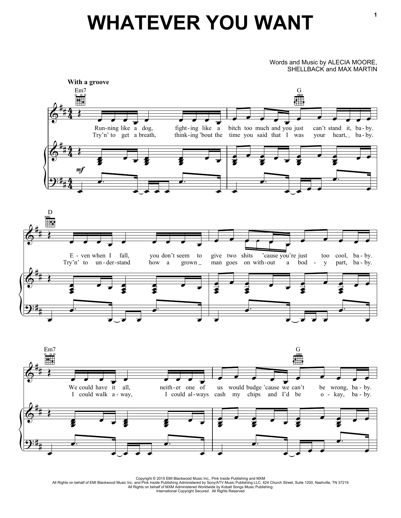 Download Pink Whatever You Want Sheet Music