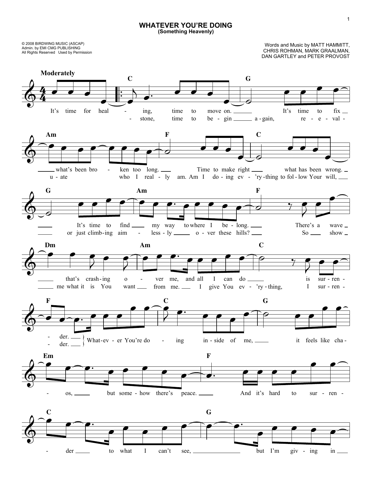 Download Sanctus Real Whatever You're Doing (Something Heaven Sheet Music