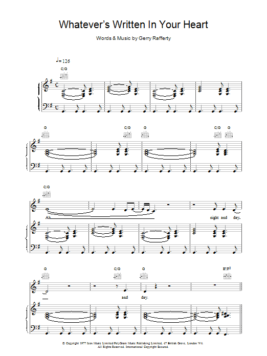 Gerry Rafferty Whatever's Written In Your Heart sheet music notes printable PDF score