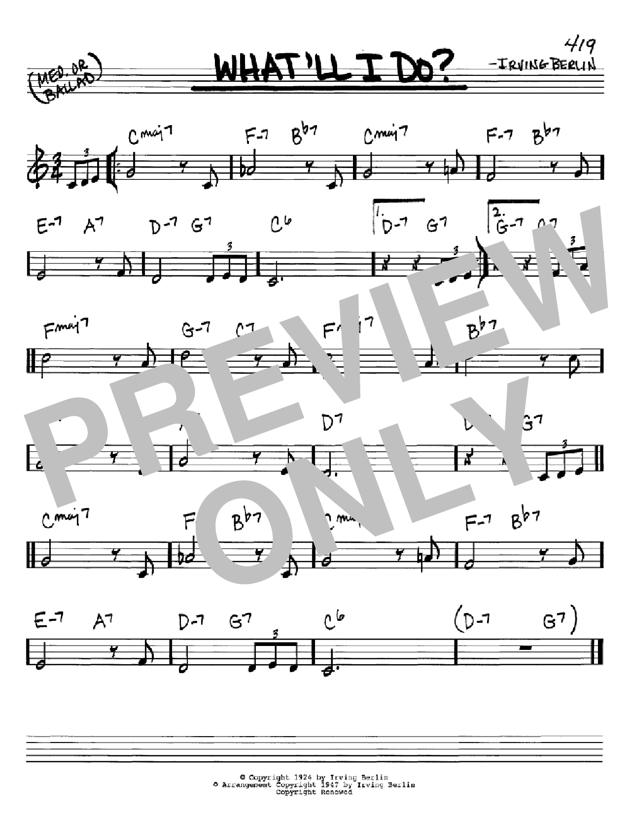 Download Irving Berlin What'll I Do Sheet Music
