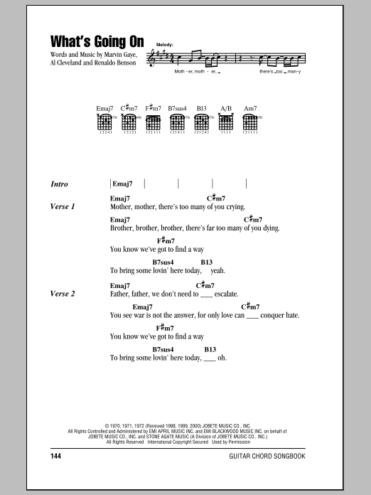 Download Marvin Gaye What's Going On Sheet Music