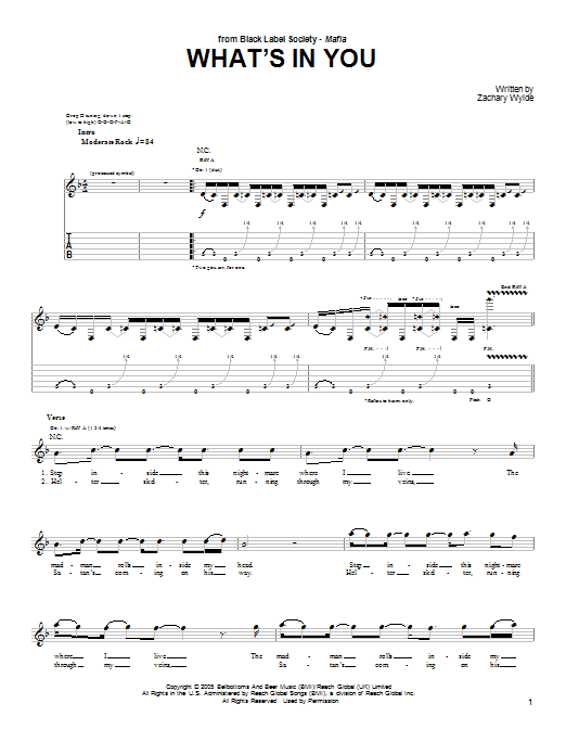 Download Black Label Society What's In You Sheet Music