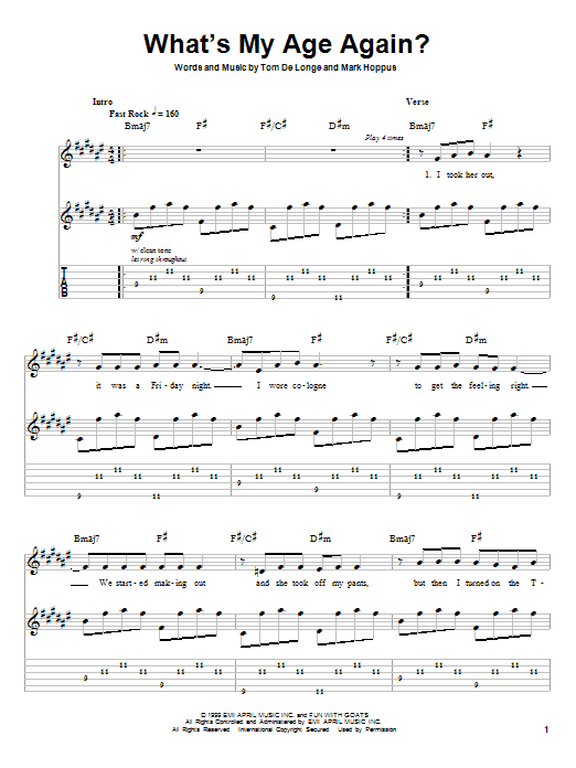 Download Blink-182 What's My Age Again? Sheet Music