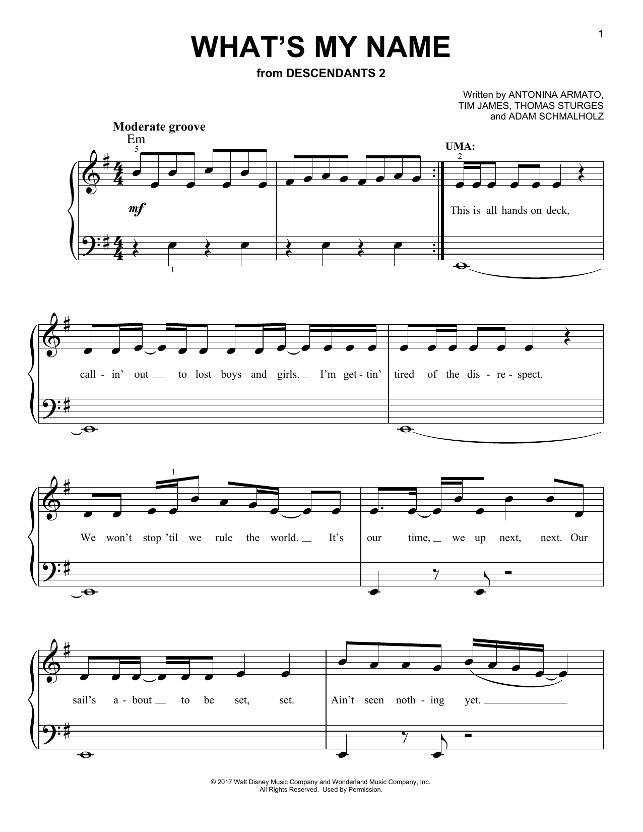 Download China Anne McClain, Dylan Playfair & What's My Name (from Disney's Descendan Sheet Music