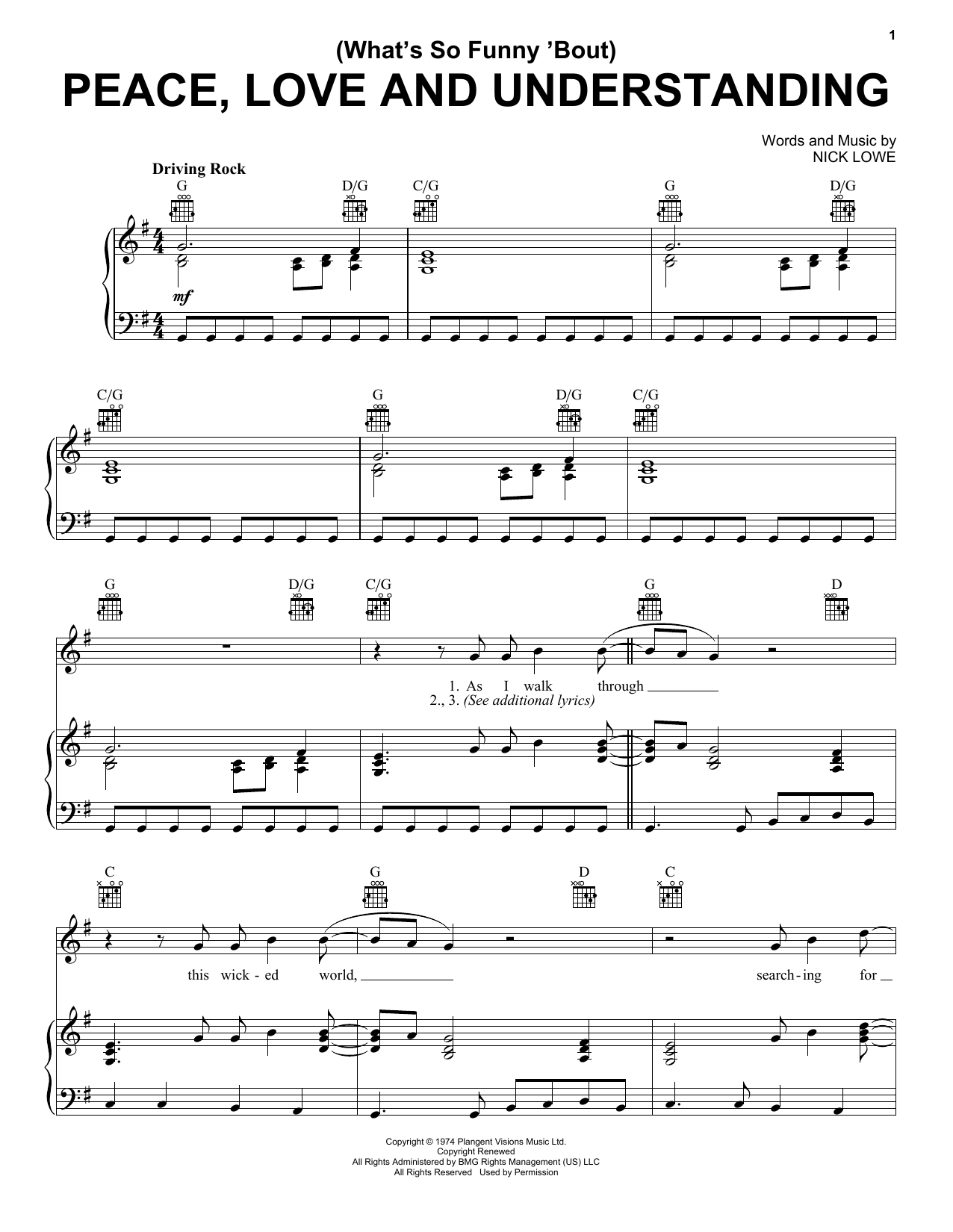 Download Elvis Costello (What's So Funny 'Bout) Peace, Love And Sheet Music