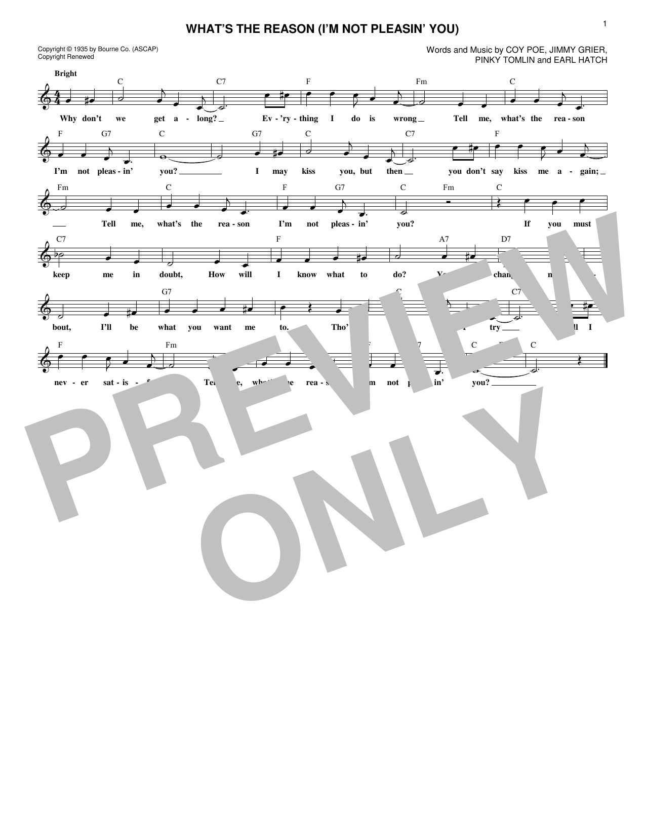 Download Pinky Tomlin What's The Reason (I'm Not Pleasin' You Sheet Music