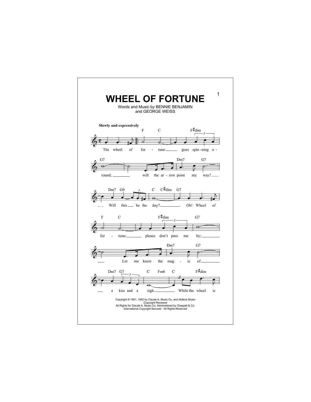 Download Kay Starr Wheel Of Fortune Sheet Music