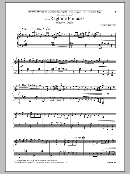 Download Emerson Peters Wheeler Dealer (from Ragtime Preludes) Sheet Music