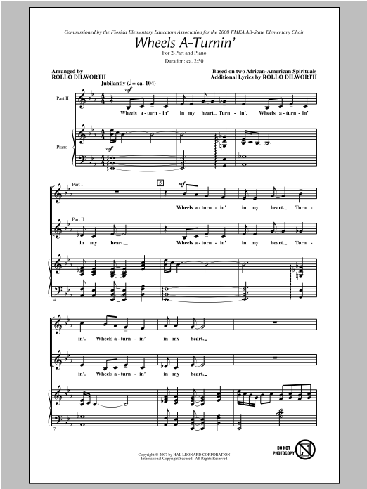 Download Traditional Spiritual Wheels A-Turnin' (arr. Rollo Dilworth) Sheet Music
