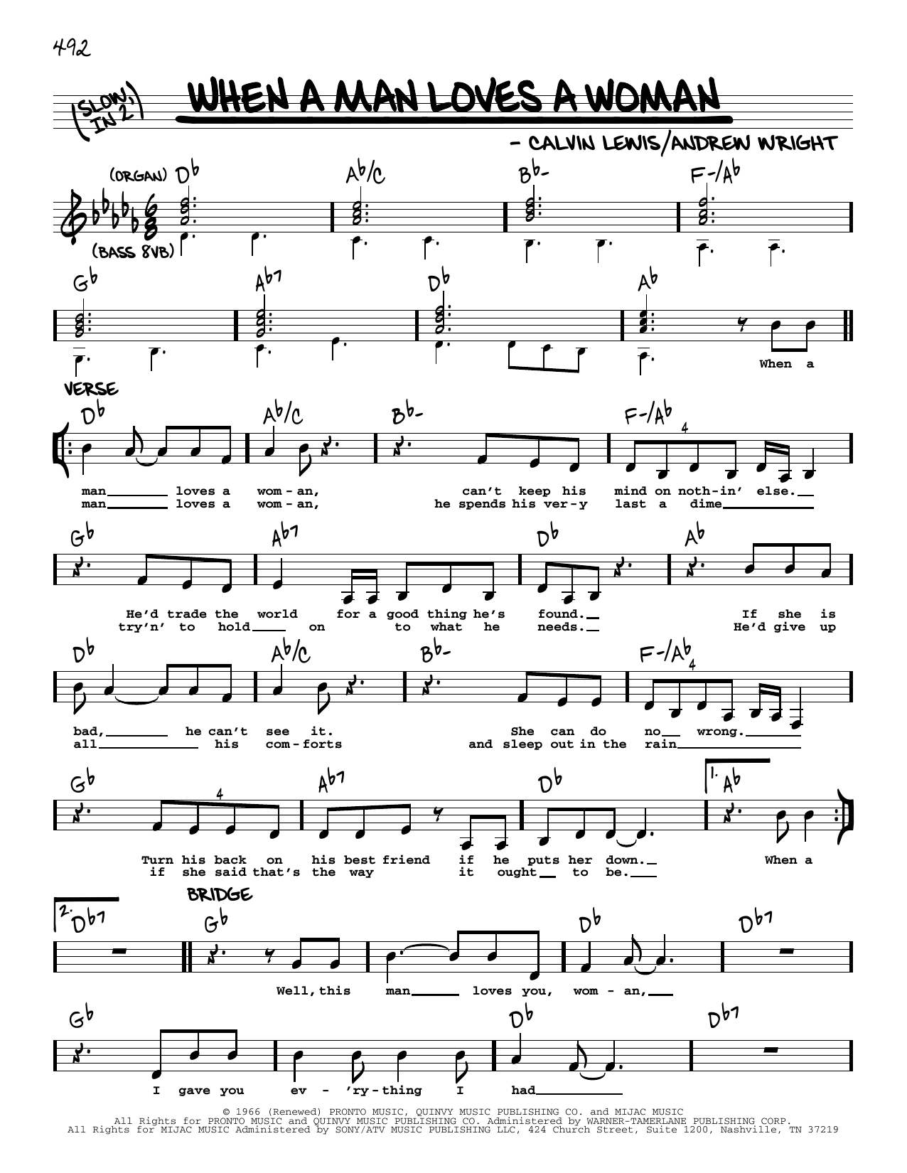Download Percy Sledge When A Man Loves A Woman Sheet Music