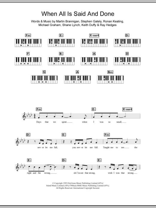 Download Boyzone When All Is Said And Done Sheet Music
