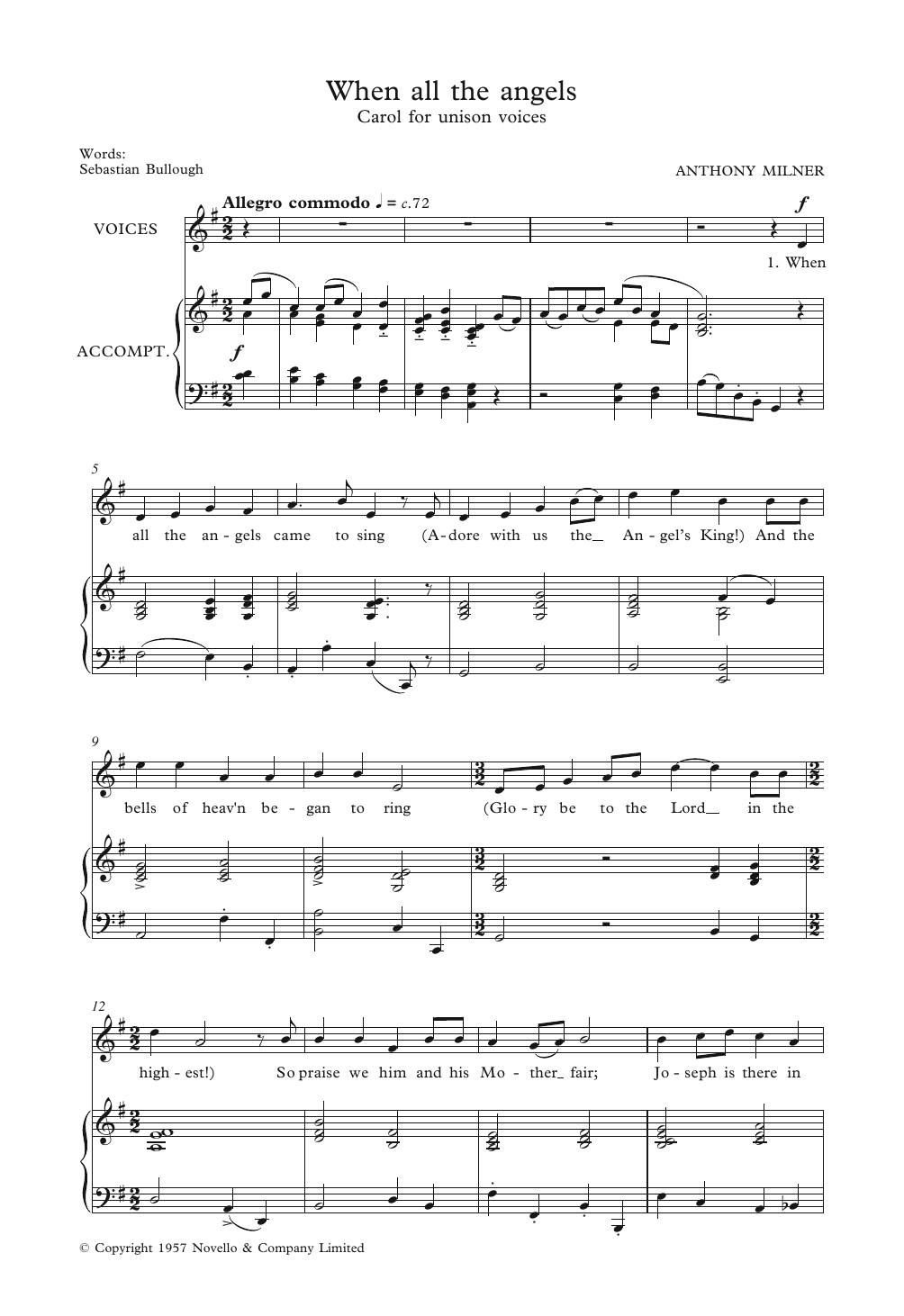 Download Anthony Milner When All The Angels Sheet Music