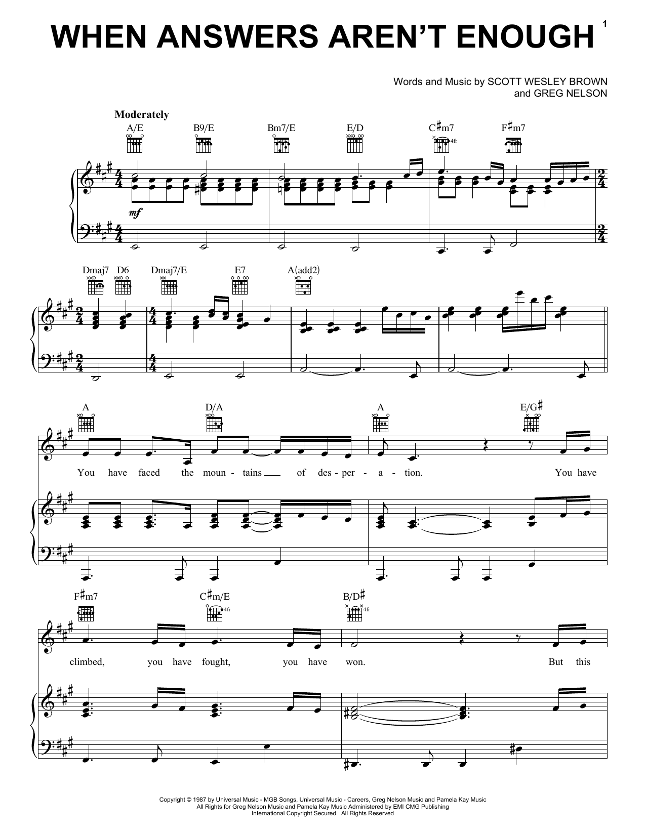 Download Scott Wesley Brown When Answers Aren't Enough Sheet Music