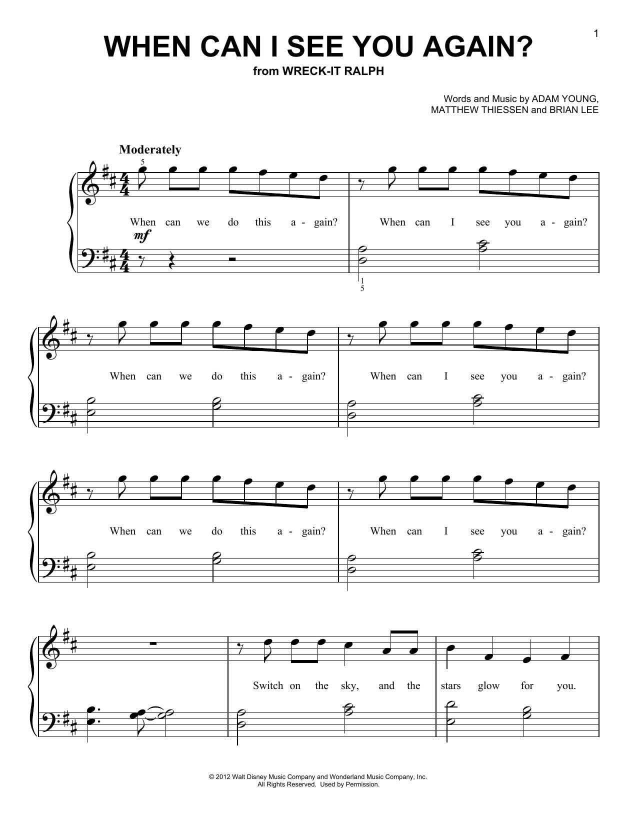 Download Owl City When Can I See You Again? (from Wreck-I Sheet Music