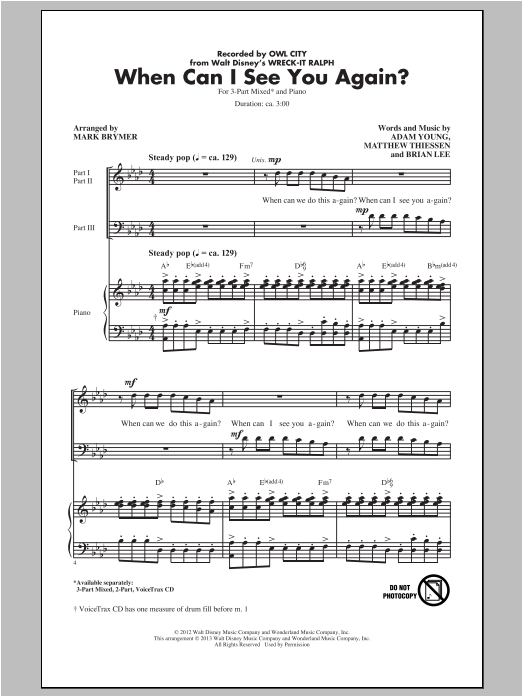 Download Mark Brymer When Can I See You Again? Sheet Music