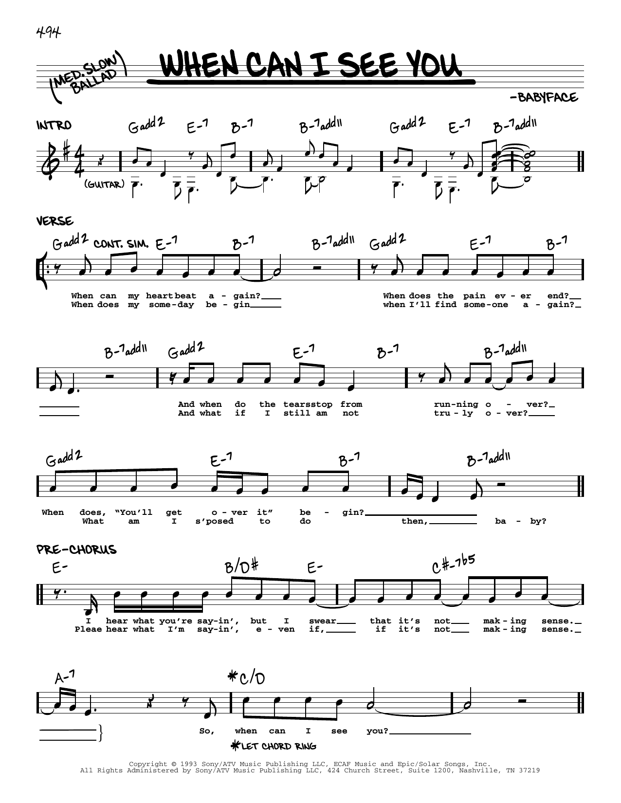 Download Babyface When Can I See You Sheet Music