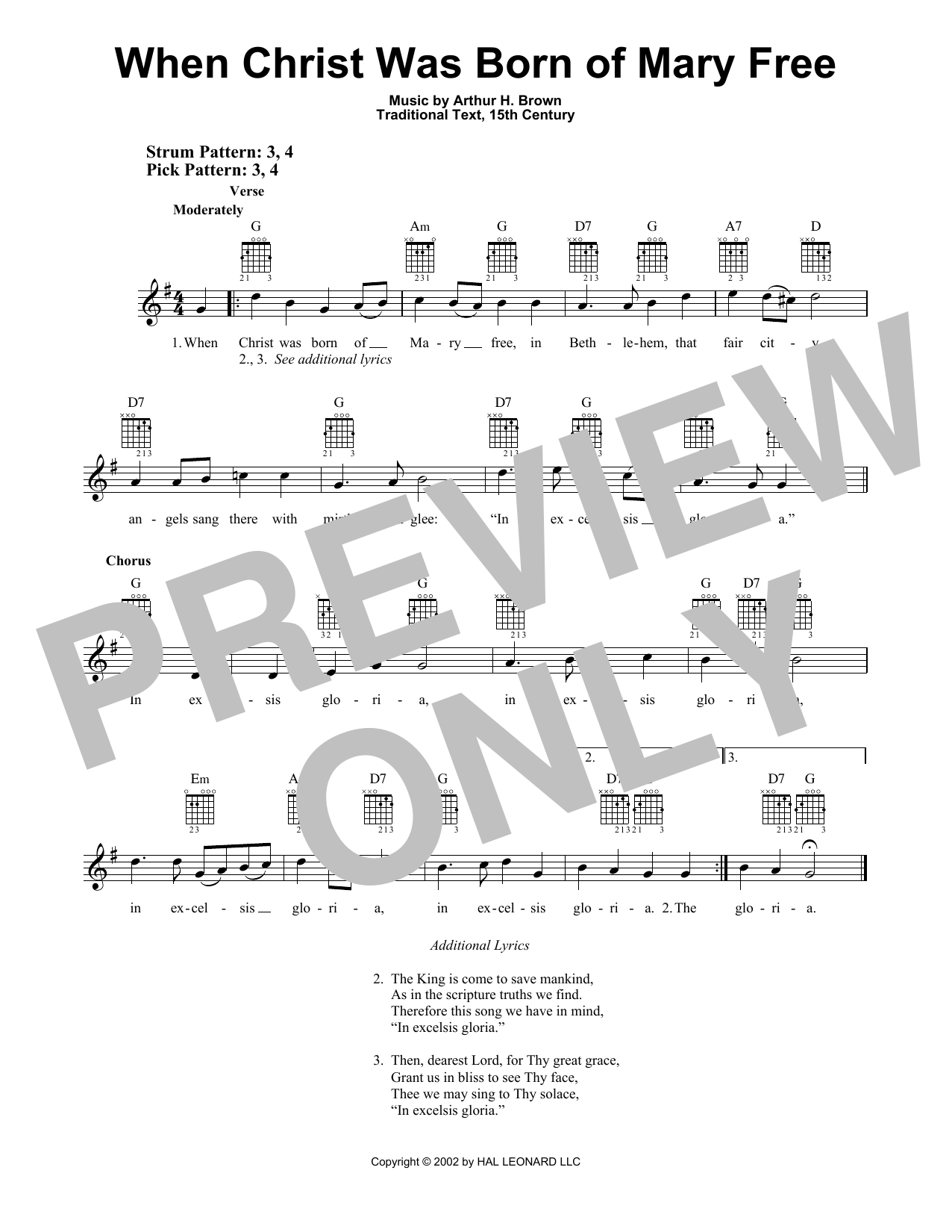 Download Arthur H. Brown When Christ Was Born Of Mary Free Sheet Music