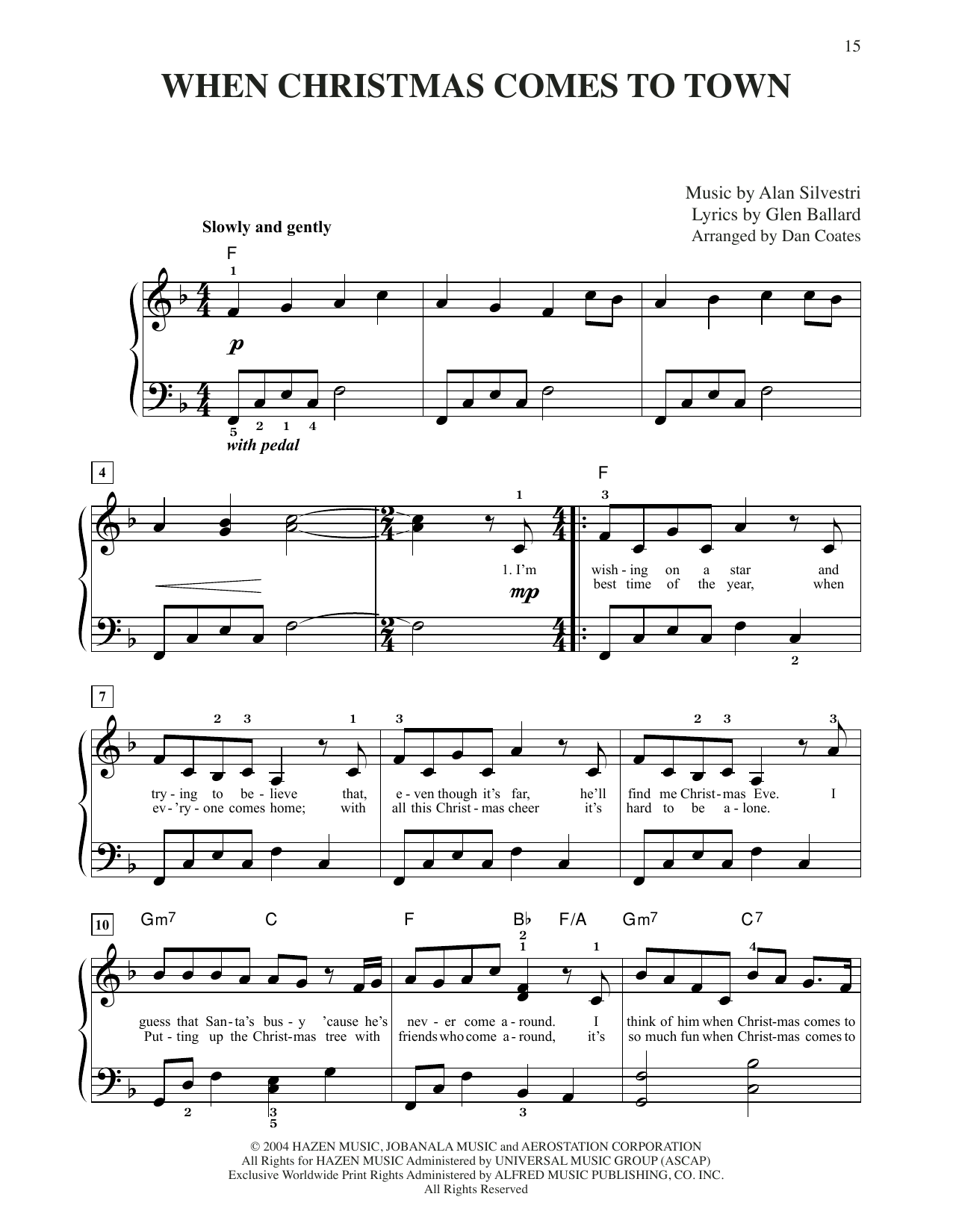 Download Glen Ballard and Alan Silvestri When Christmas Comes To Town (from The Sheet Music