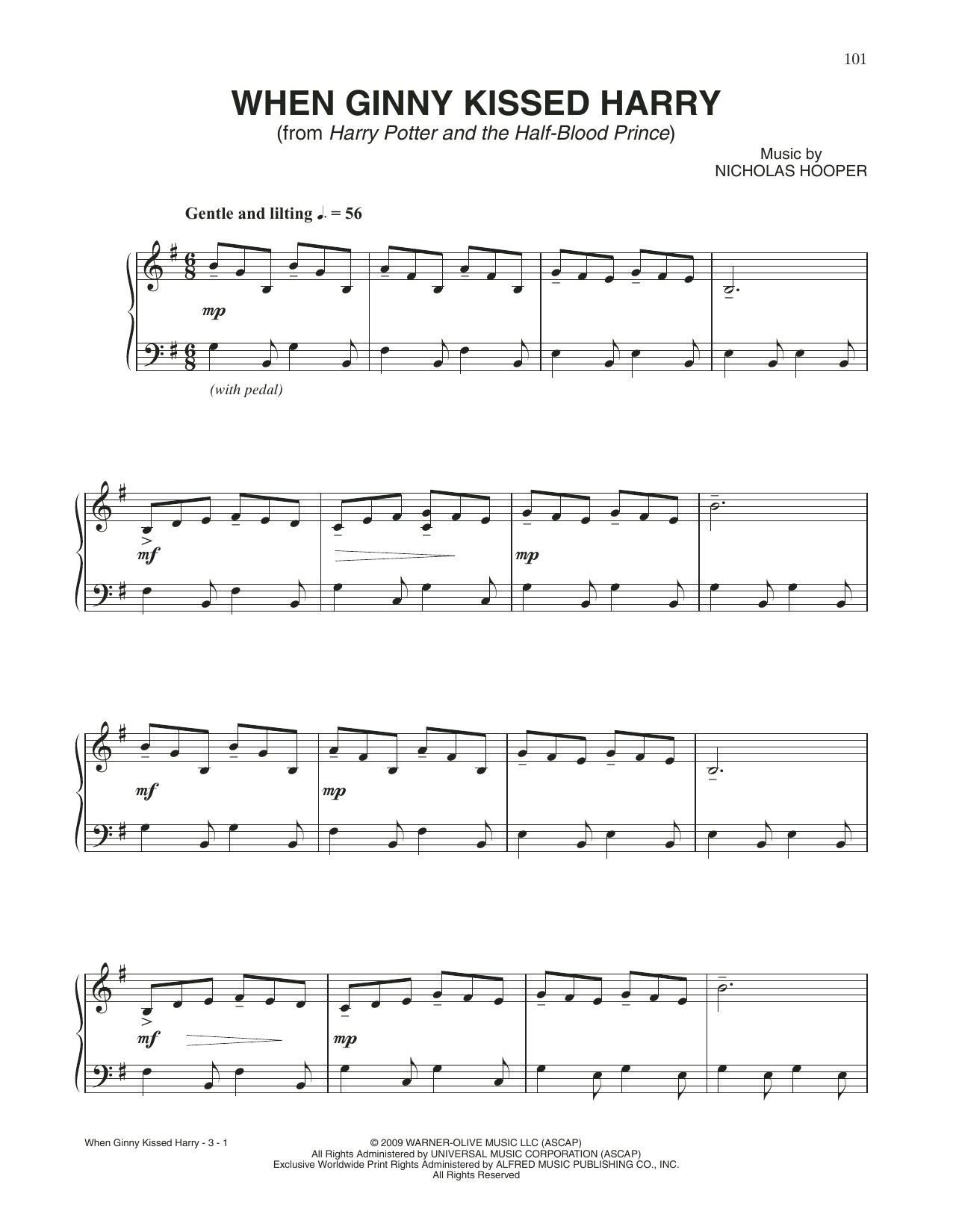 Download Nicholas Hooper When Ginny Kissed Harry (from Harry Pot Sheet Music