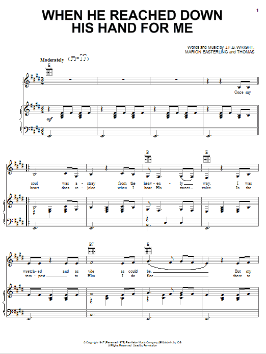 Download Johnny Cash When He Reached Down His Hand For Me Sheet Music