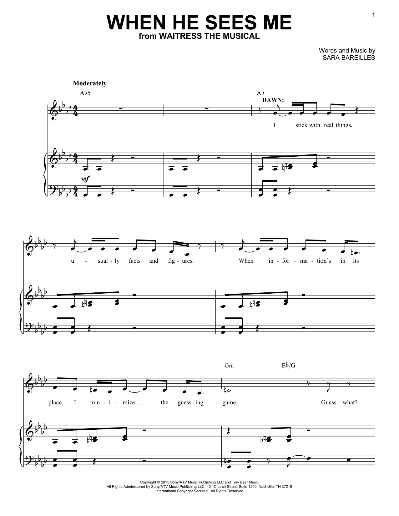 Download Sara Bareilles When He Sees Me (from Waitress The Musi Sheet Music