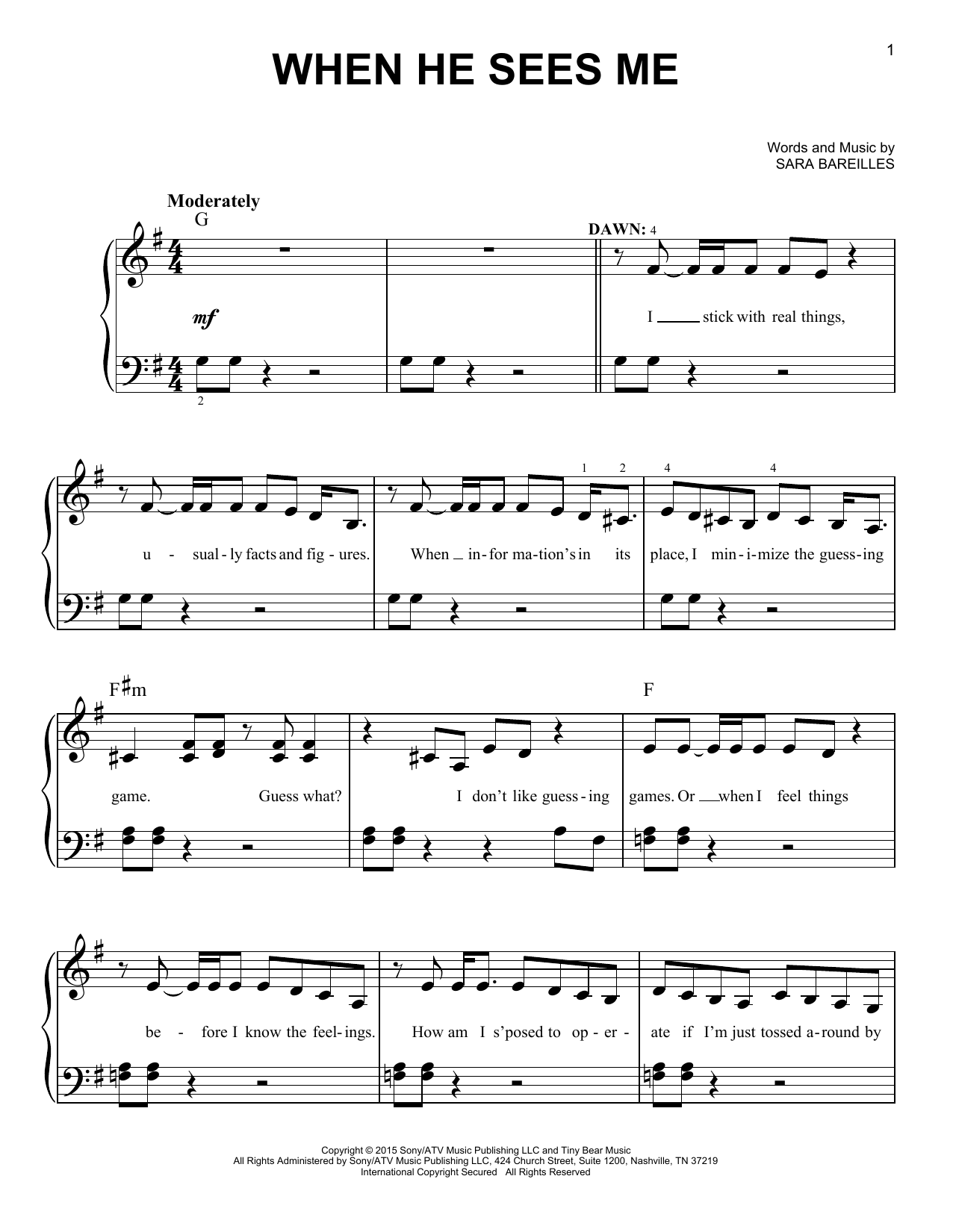 Download Sara Bareilles When He Sees Me (from Waitress The Musi Sheet Music