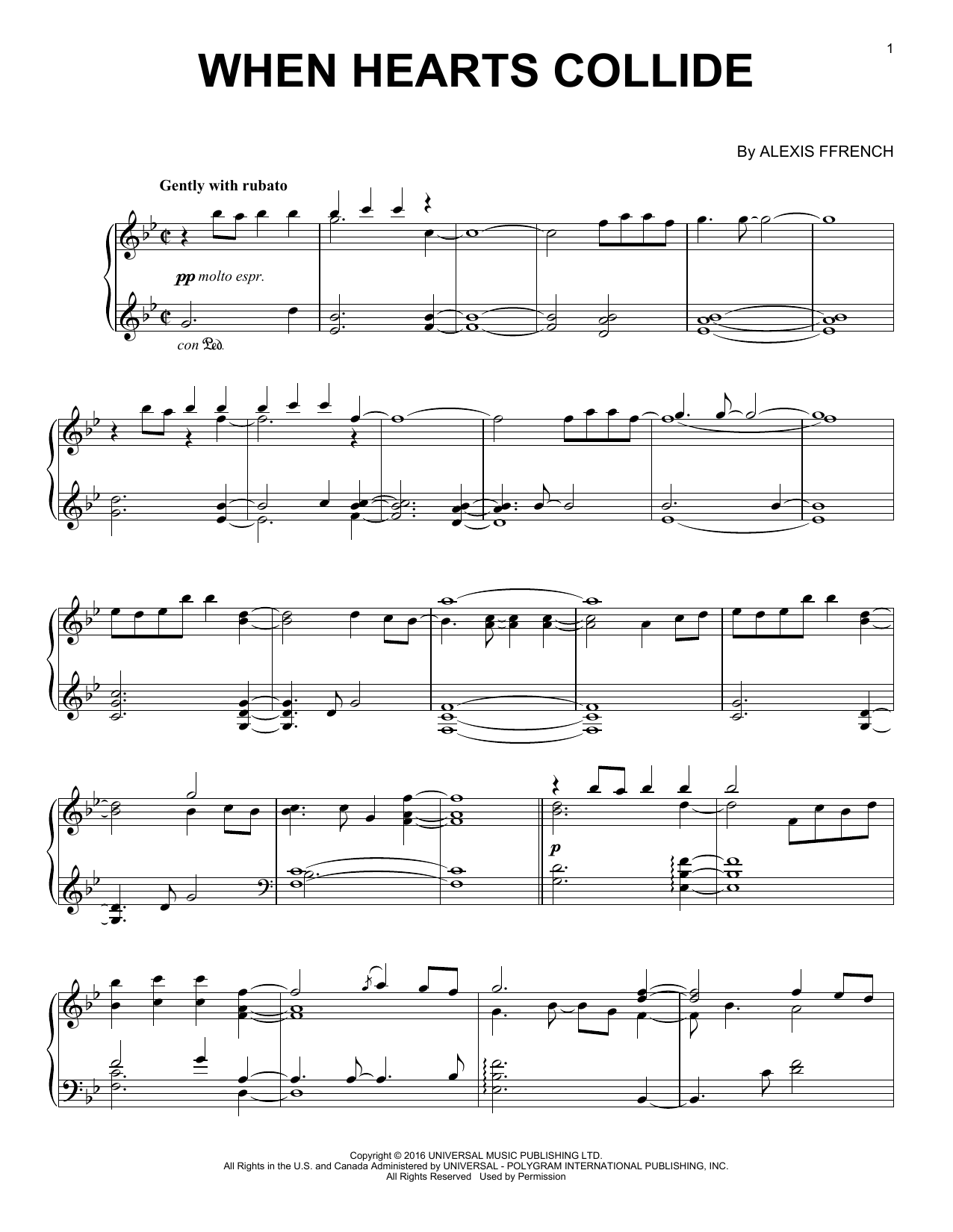Download Alexis Ffrench When Hearts Collide Sheet Music